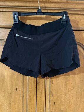 Athleta Black Athletic Shorts with Zip Pocket- 2